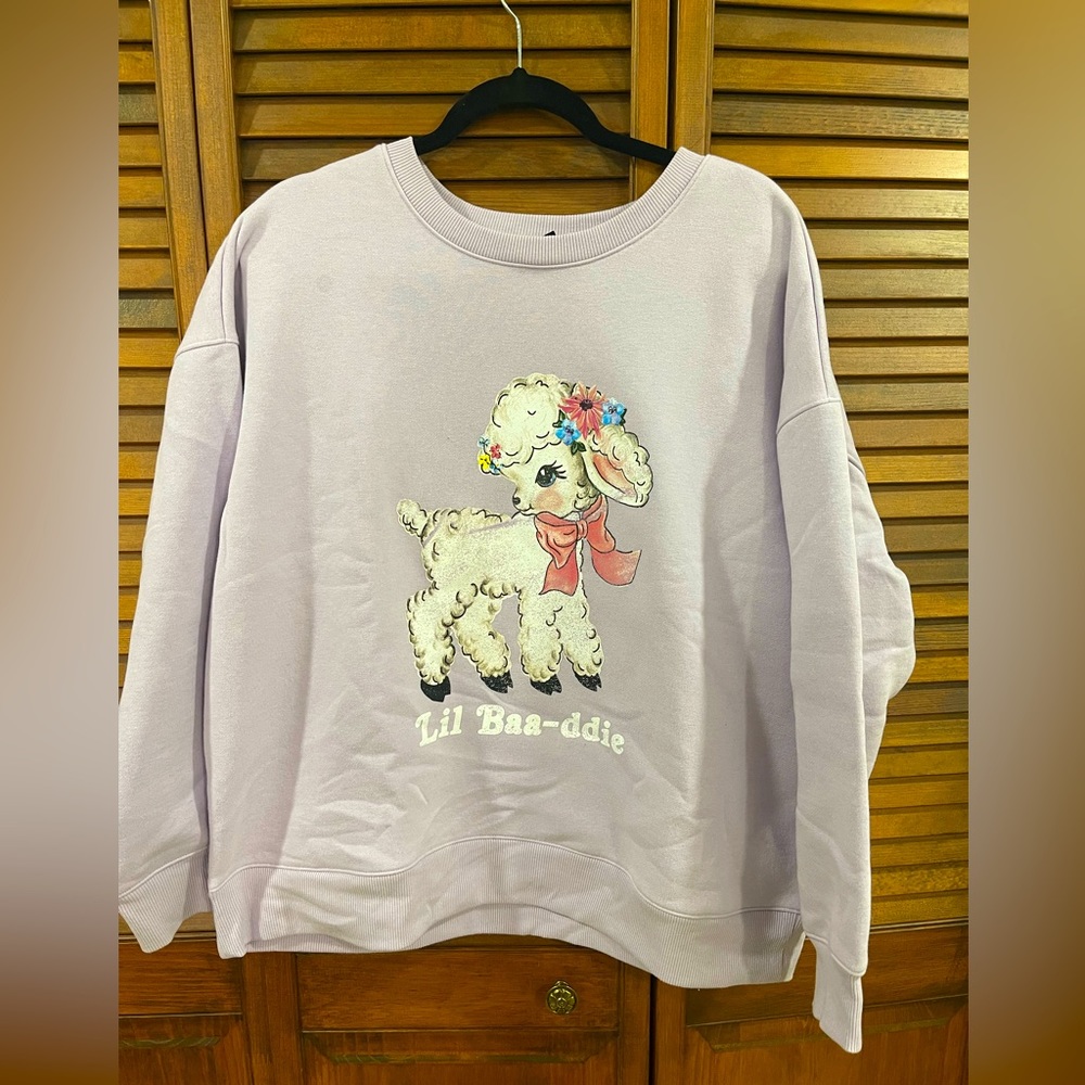 Purple graphic print sweatshirt